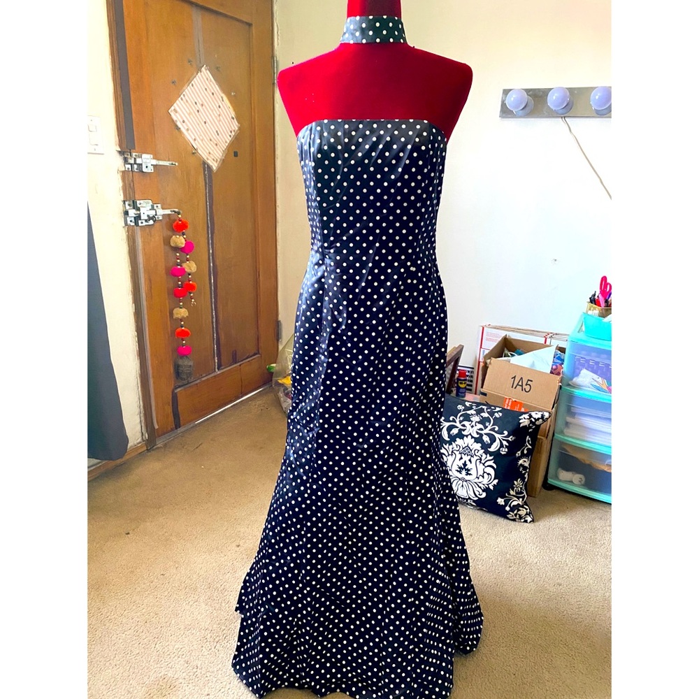 Polka dot mermaid prom formal gown